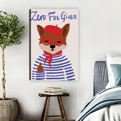 "Zero Fox Given" Funny Fox in Striped Shirt Wall Art|Liberty Signs #L844