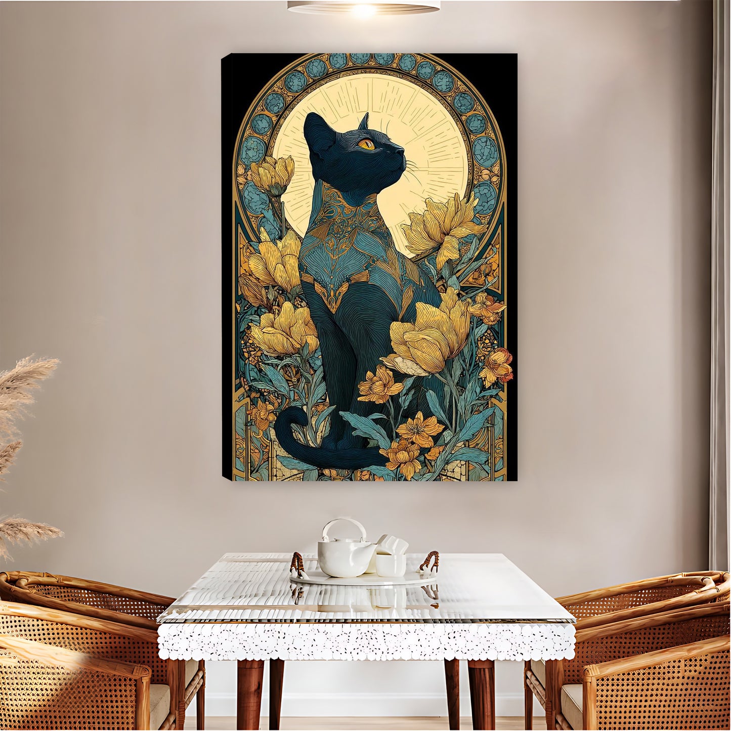 Elegant Black Cat Floral Wall Art| Liberty Signs #L1531