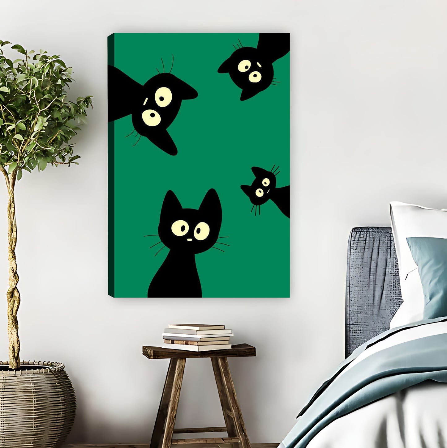 Cute Trio of Black Cats Art Print|Liberty Signs #L807