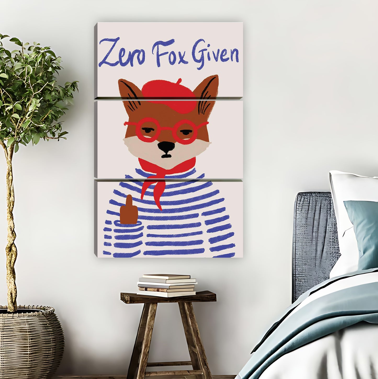 "Zero Fox Given" Funny Fox in Striped Shirt Wall Art|Liberty Signs #L844