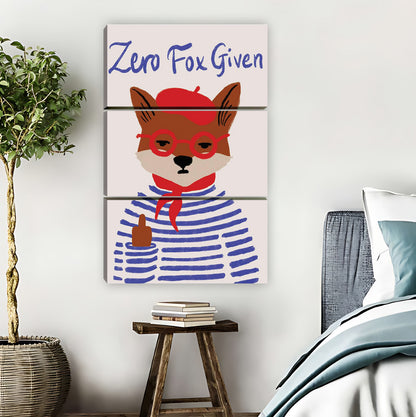 "Zero Fox Given" Funny Fox in Striped Shirt Wall Art|Liberty Signs #L844