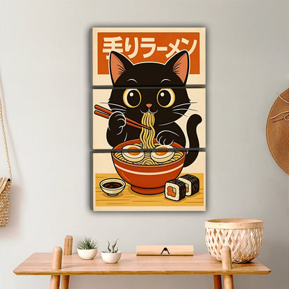 Cute Black Cat Japanese Food Art Print|Liberty Signs #L378