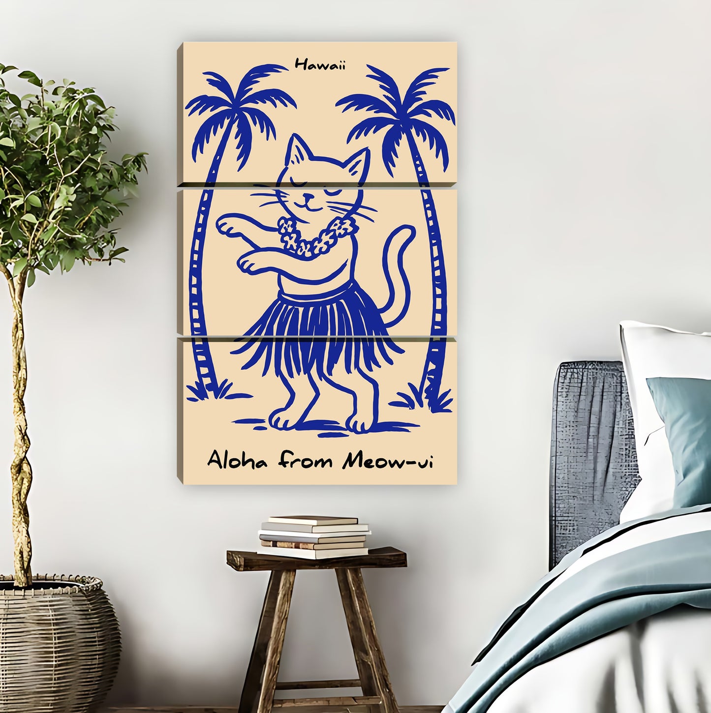 Hula Cat "Aloha From Meow-ri" Retro Hawaiian Wall Art|Liberty Signs #L877