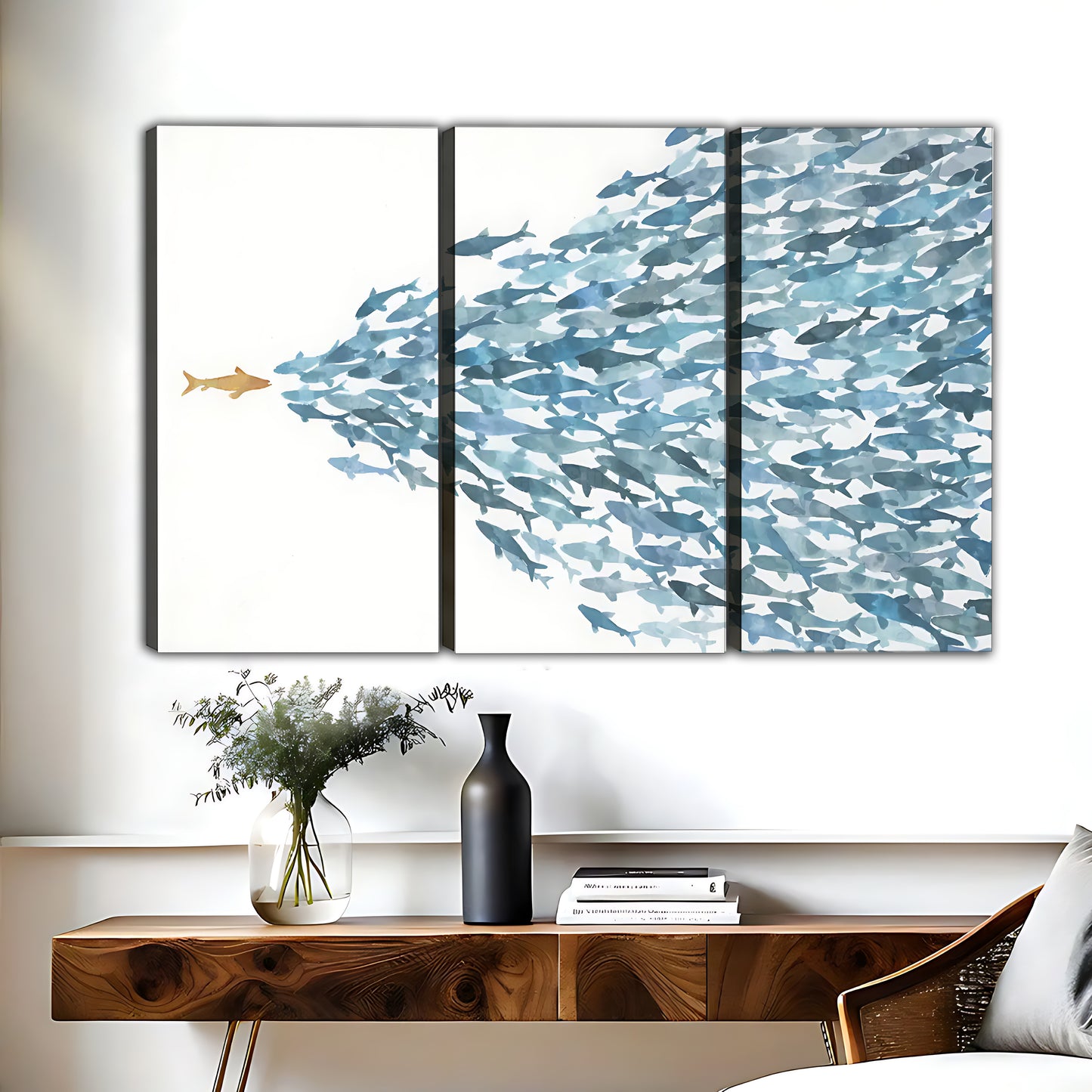 Minimalist School of Fish Arrow Wall Art Print|Liberty Signs #L545