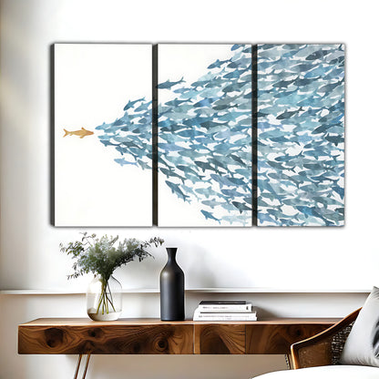 Minimalist School of Fish Arrow Wall Art Print|Liberty Signs #L545