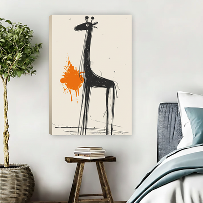 Abstract Giraffe Wall Art – Bold Orange Framed Canvas Print|Liberty Signs#L1797