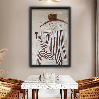 Dapper Man with Wine Wall Art – Abstract Framed Canvas Print|Liberty Signs#L1812