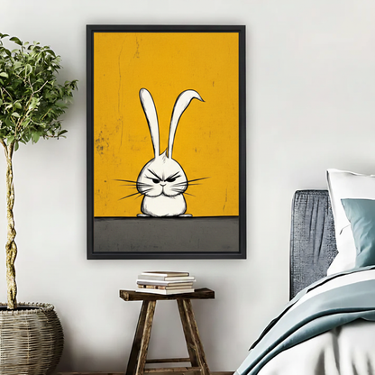 Grumpy Bunny Wall Art – Funny Minimalist Framed Canvas Print|Liberty Signs#L1815