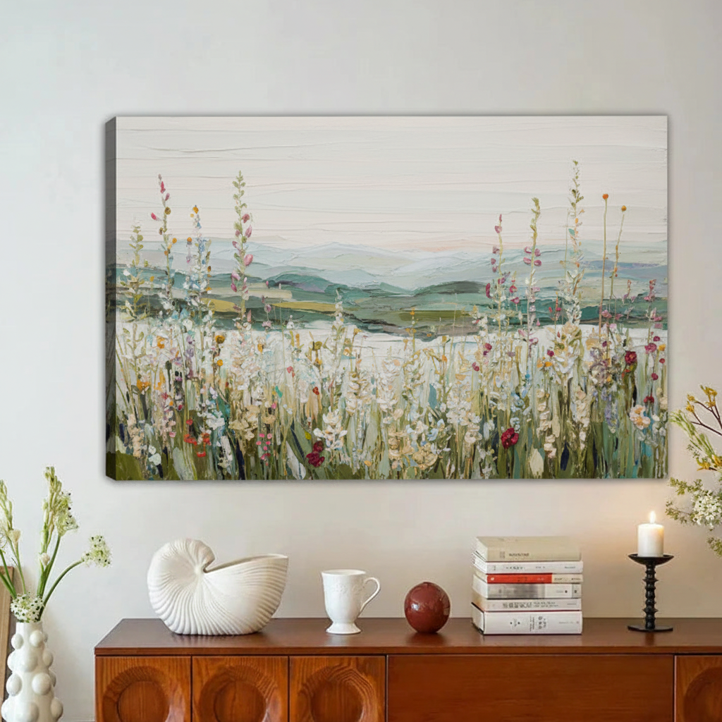 Wildflower Meadow Landscape Wall Art – Framed Canvas Print|Liberty Signs#L1825