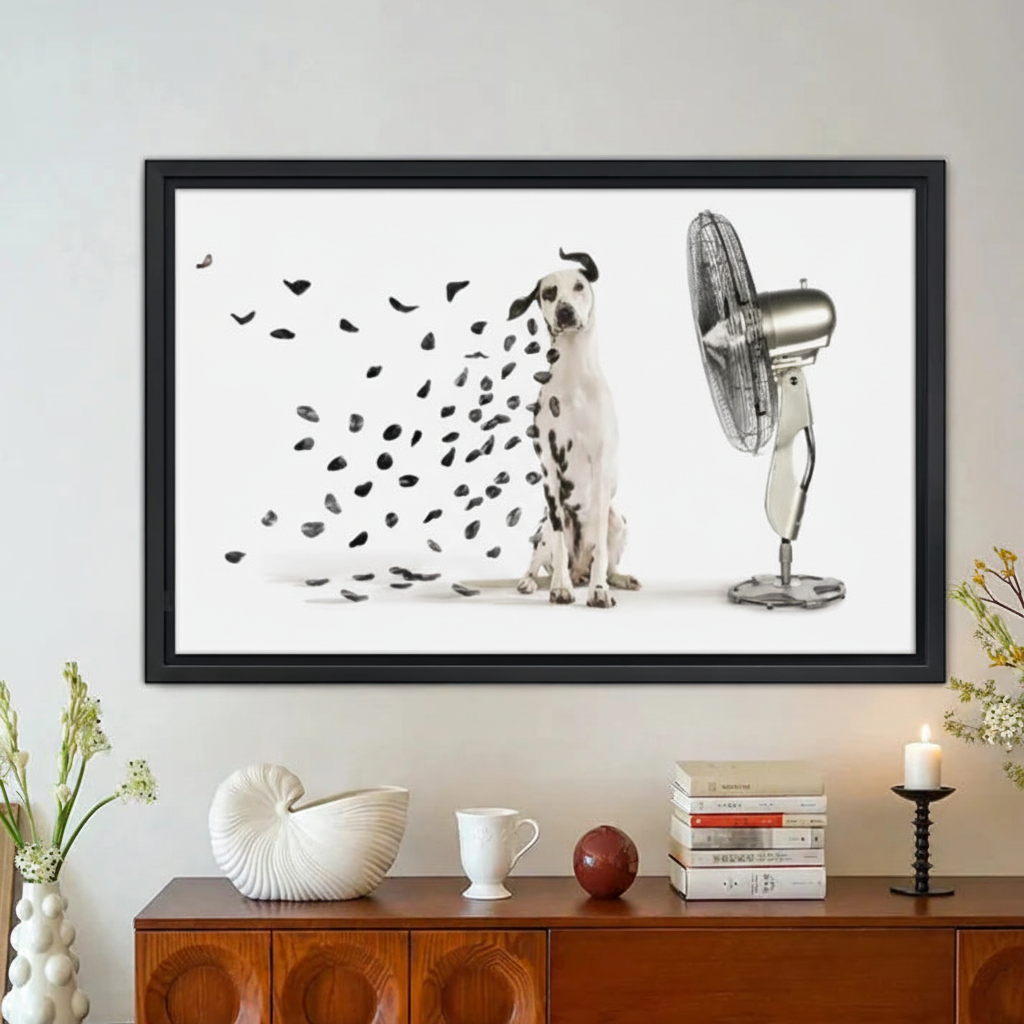 Dalmatian Losing Spots in Fan Wall Art – Framed Canvas|Liberty Signs#L1830
