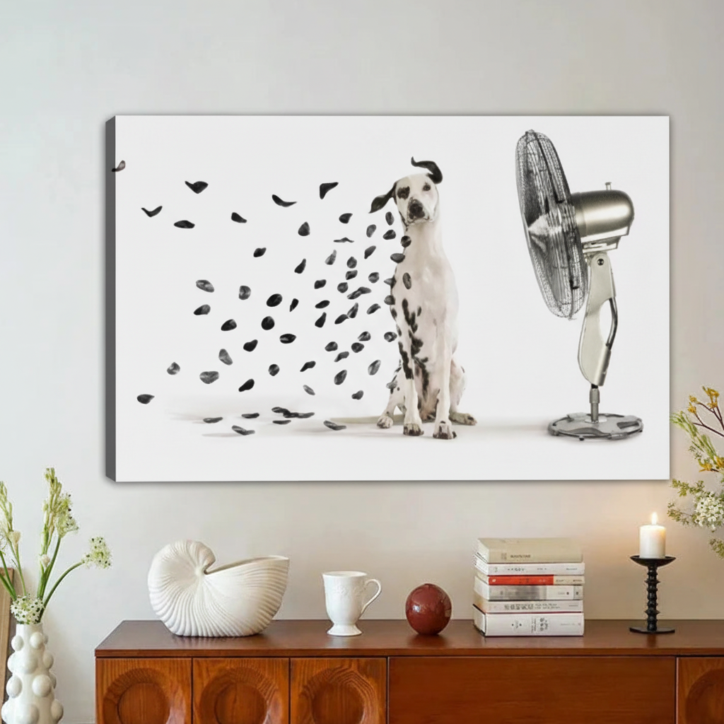 Dalmatian Losing Spots in Fan Wall Art – Framed Canvas|Liberty Signs#L1830