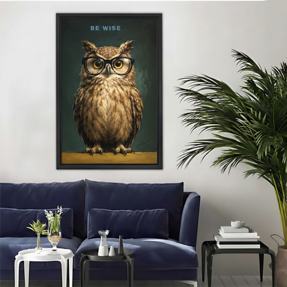 Be Wise Owl with Glasses Framed Canvas Wall Art|Liberty Signs#L1845