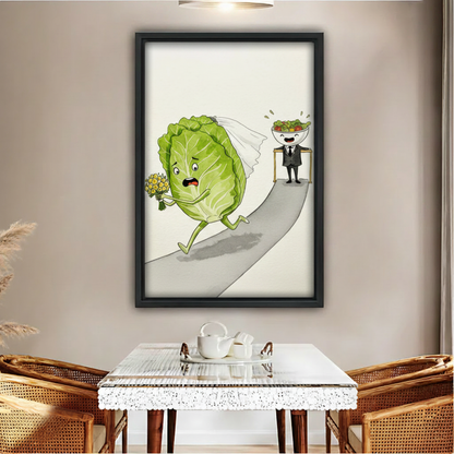 Funny Vegetable Wedding Runaway Bride Cartoon Wall Art l1989
