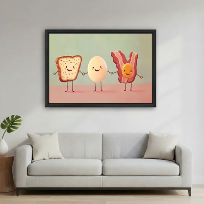 Cute Breakfast Friends Funny Food Wall Art Print l2001