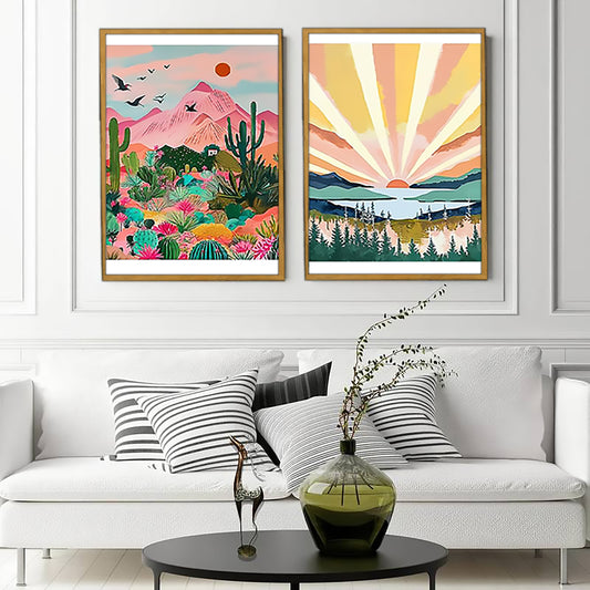 2PC Nature-Inspired Framed Wall Art – Soft Tones for Living Room & Bedroom | Liberty Frames #ZH002