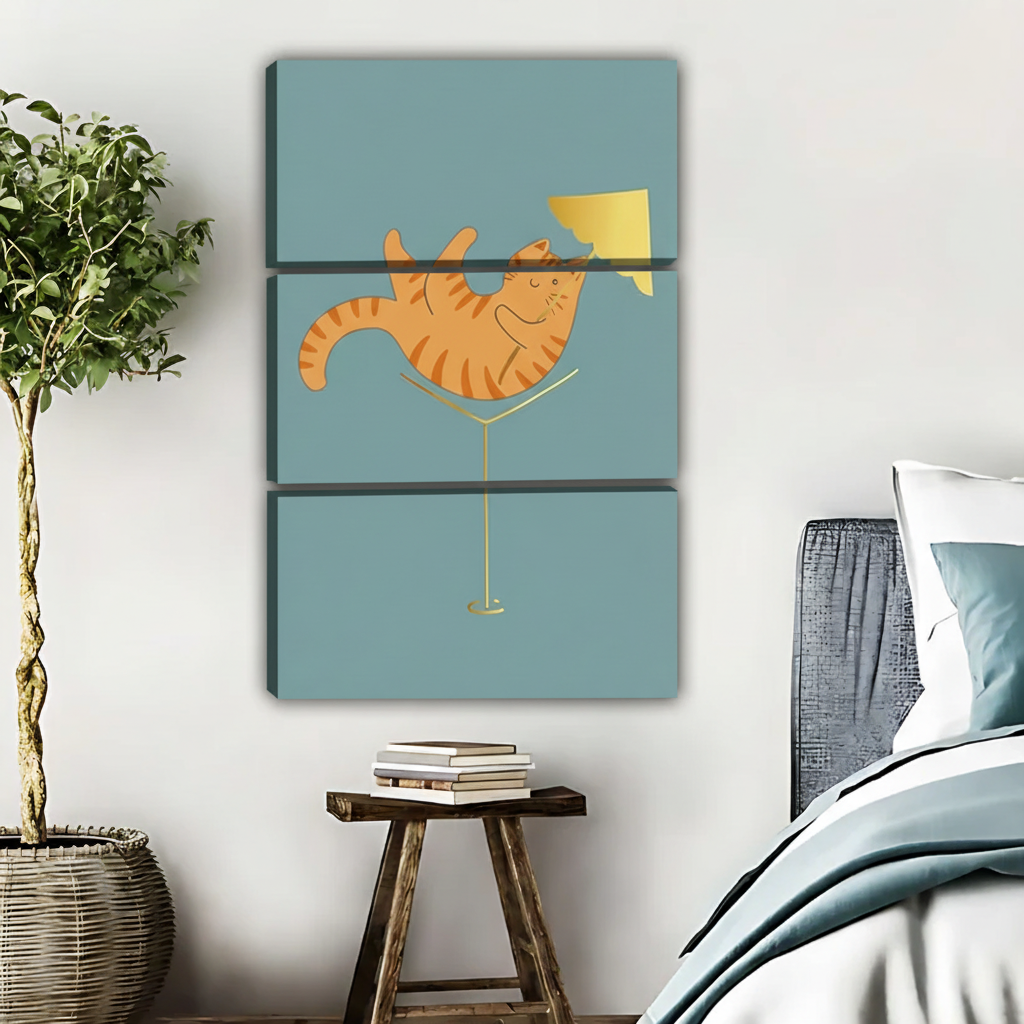 Playful Orange Cat Wall Art - Whimsical Home Decor|Liberty Signs #L506