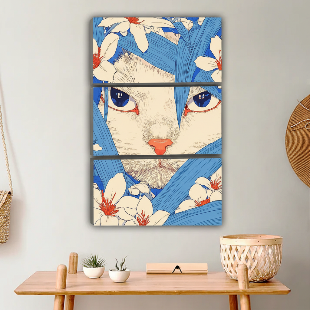 Cherry Blossom Cat Canvas Print - Asian Inspired Anime Home Decor|Liberty Signs #L657