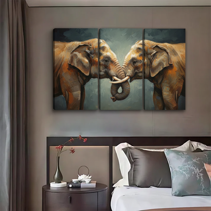 Elephant Love Art Print - Two Elephants Touching Trunks Wall Decor|Liberty Signs #L435