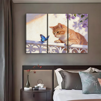 Cat and Butterfly Art Print - Whimsical Garden Wall Decor|Liberty Signs #L490