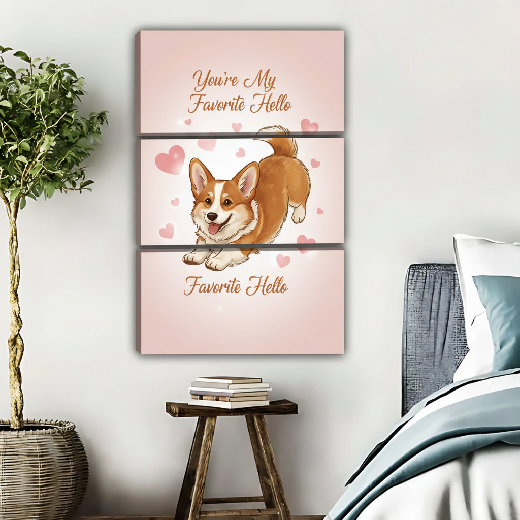 Corgi Art Print - "You're My Favorite Hello" Dog Wall Decor|Liberty Signs #L446