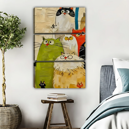 Colorful Cat Family Art Print - Whimsical Feline Wall Decor|Liberty Signs #L619