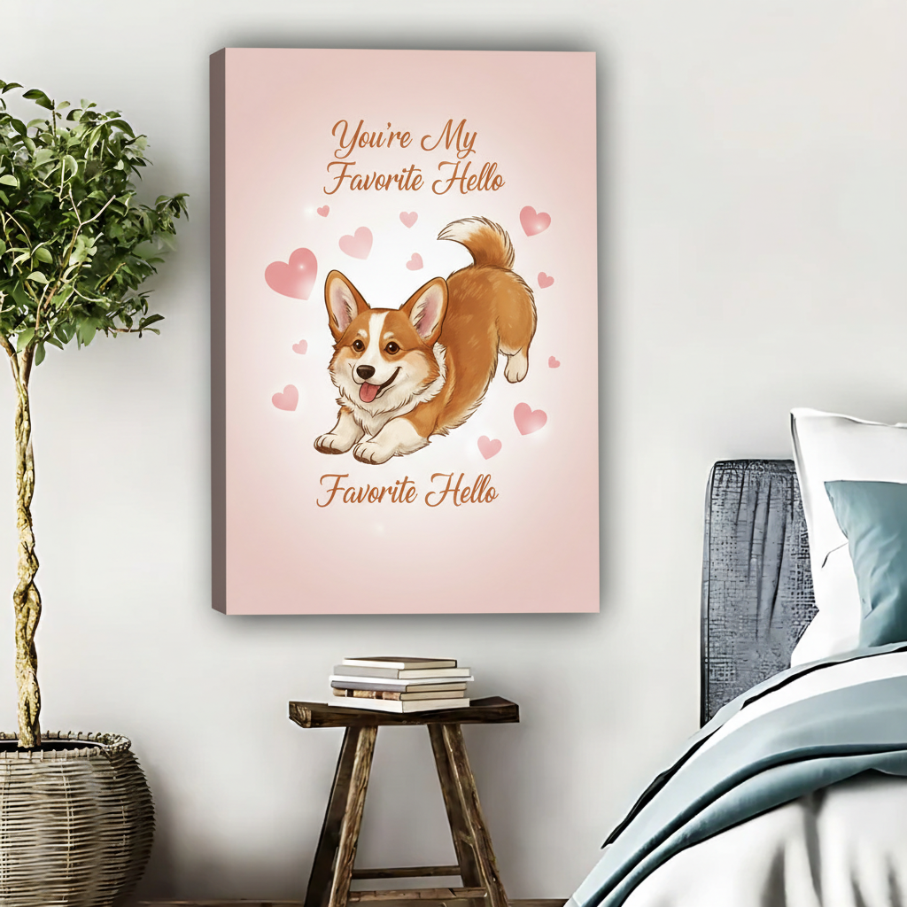 Corgi Art Print - "You're My Favorite Hello" Dog Wall Decor|Liberty Signs #L446
