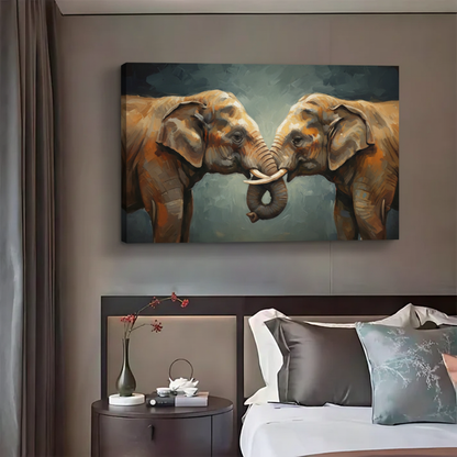 Elephant Love Art Print - Two Elephants Touching Trunks Wall Decor|Liberty Signs #L435