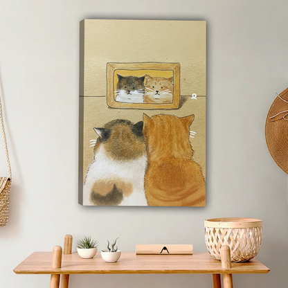 Two Cats Looking at Photo Wall Art - Heartwarming Pet Canvas Print|Liberty Signs #L643
