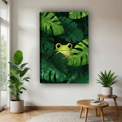 Tropical Frog in Monstera Leaves Wall Art Print|Liberty Signs #L650