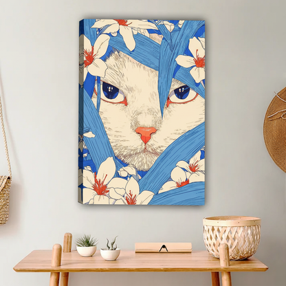 Cherry Blossom Cat Canvas Print - Asian Inspired Anime Home Decor|Liberty Signs #L657