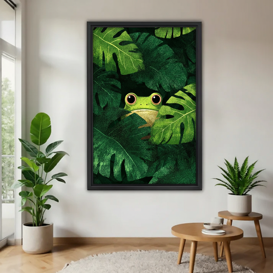Tropical Frog in Monstera Leaves Wall Art Print|Liberty Signs #L650