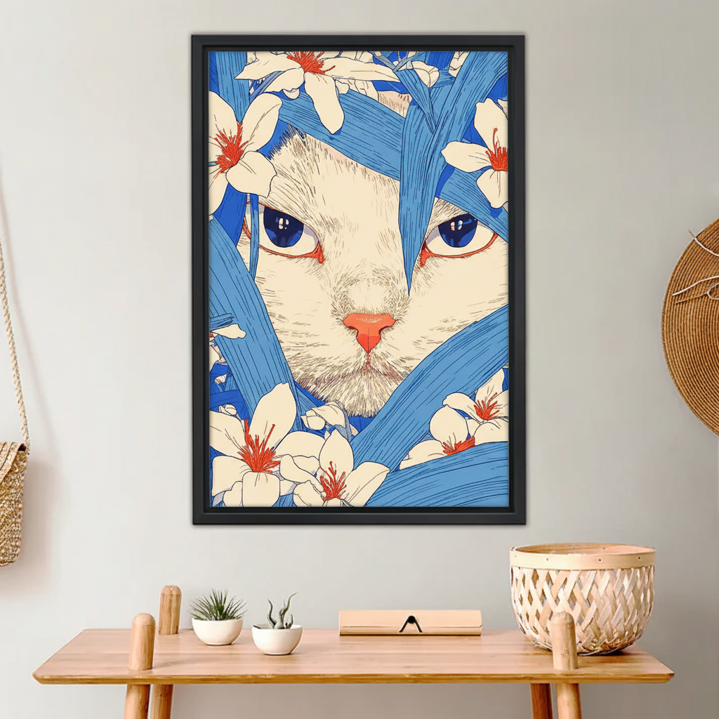 Cherry Blossom Cat Canvas Print - Asian Inspired Anime Home Decor|Liberty Signs #L657