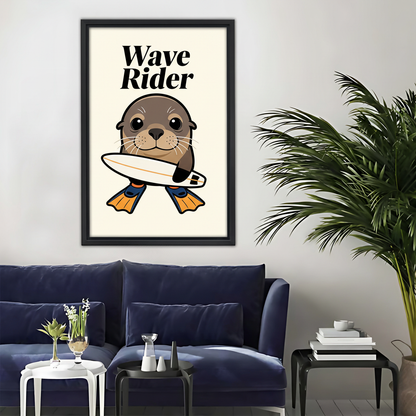 Wave Rider Seal Canvas Print - Surfing Animal Wall Art|Liberty Signs #L353