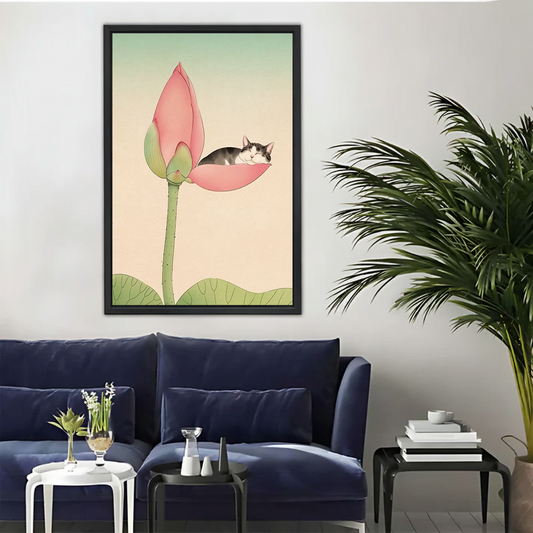 Sleeping Cat on Lotus Flower — Dreamy Botanical Wall Art| Liberty Signs#L947