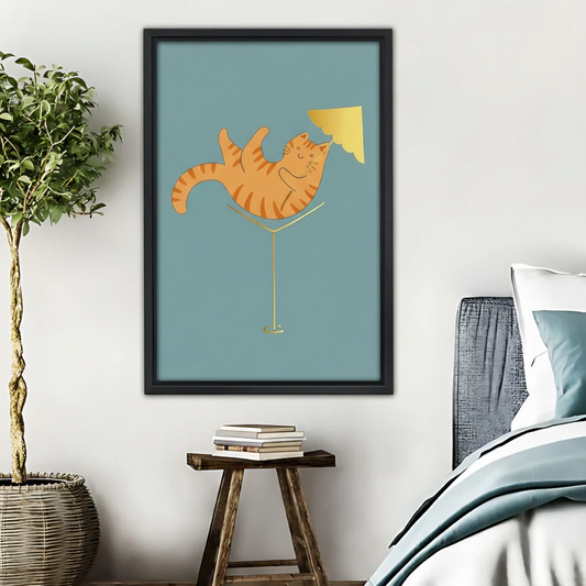 Playful Orange Cat Wall Art - Whimsical Home Decor|Liberty Signs #L506