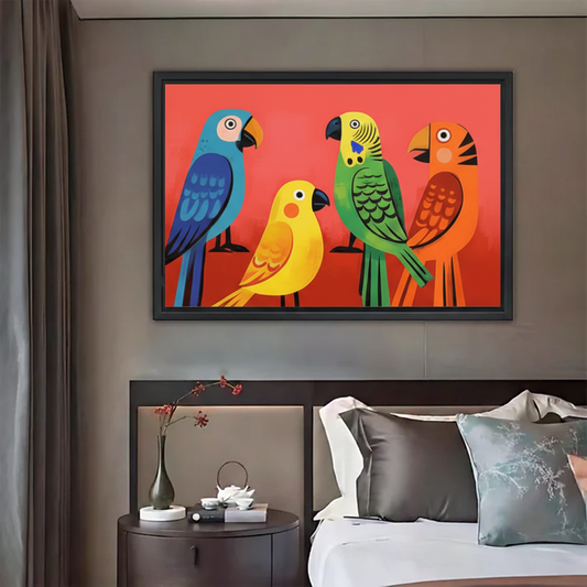 Colorful Parrots Wall Art - Tropical Birds Poster|Liberty Signs #L473
