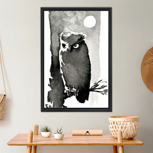 Moonlit Sentinel – Ink Wash Owl Wall Art| Liberty Signs#L980