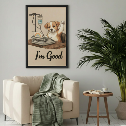 Funny Dog "I'm Good" Vintage Humor Wall Art Print l2022