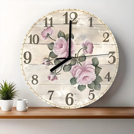 10x10 Decorative Wall Clock  – Ticking Wooden Wall Clock for Living Room or Hallway | Liberty Signs#S1017