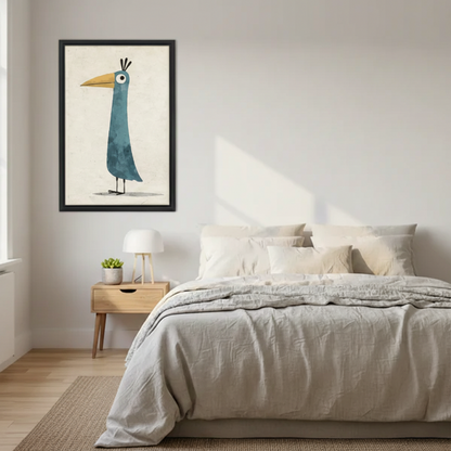 Blue Heron Bird Wall Art – Minimalist Framed Canvas Print|Liberty Signs#L1750