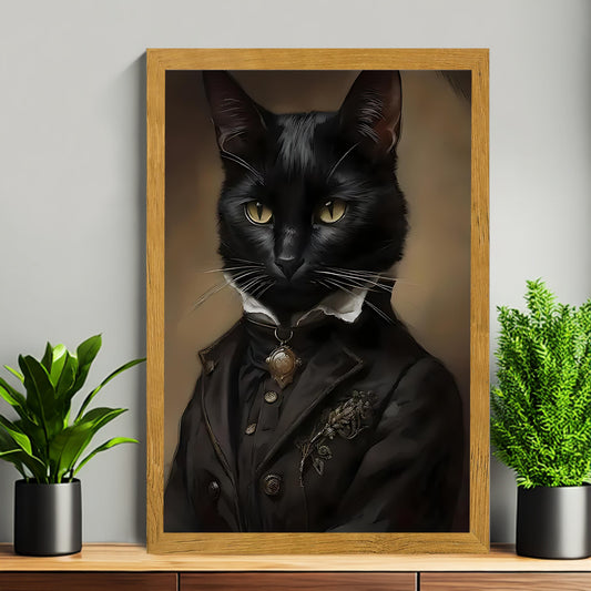12x18 Black Cat Framed Wall Art – Whimsical Pet-Inspired Print for Kitchen or Entry | Liberty Signs #M7014