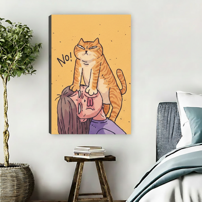 Funny cat says No gallery wrap canvas art for cat lover home decor