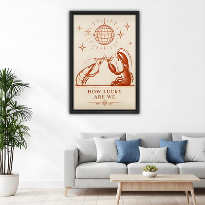 Vintage Lobster & Shrimp Canvas Wall Art | Framed & Unframed l4353