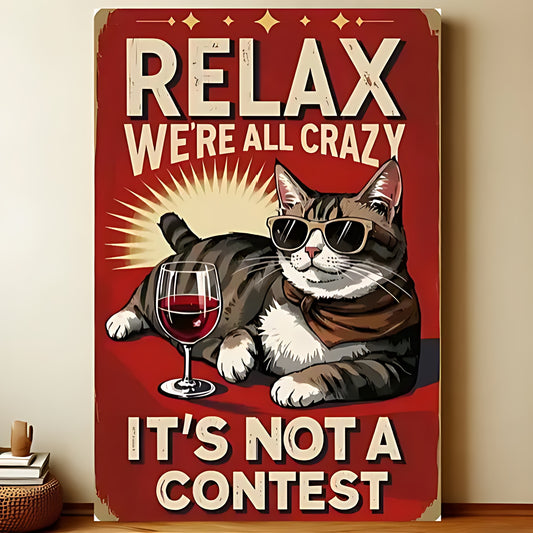 8x12 Cute Cat Metal Sign – Retro Tin Wall Art for Cat Lovers & Kitchens | Liberty Signs #2318
