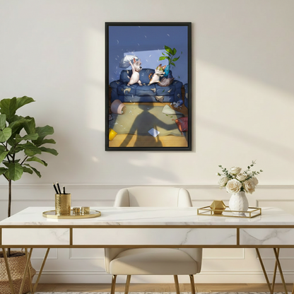 Funny Cat Dog Canvas Wall Art | Humorous Home Decor l2011