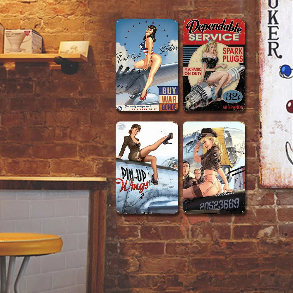 8x12 Pin-Up Girl Metal Sign – Retro Tin Wall Art for Garage & Bar Decor | Liberty Signs #ZH3005