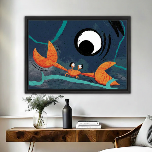 Whimsical Crab Canvas Wall Art | Framed & Unframed l3461