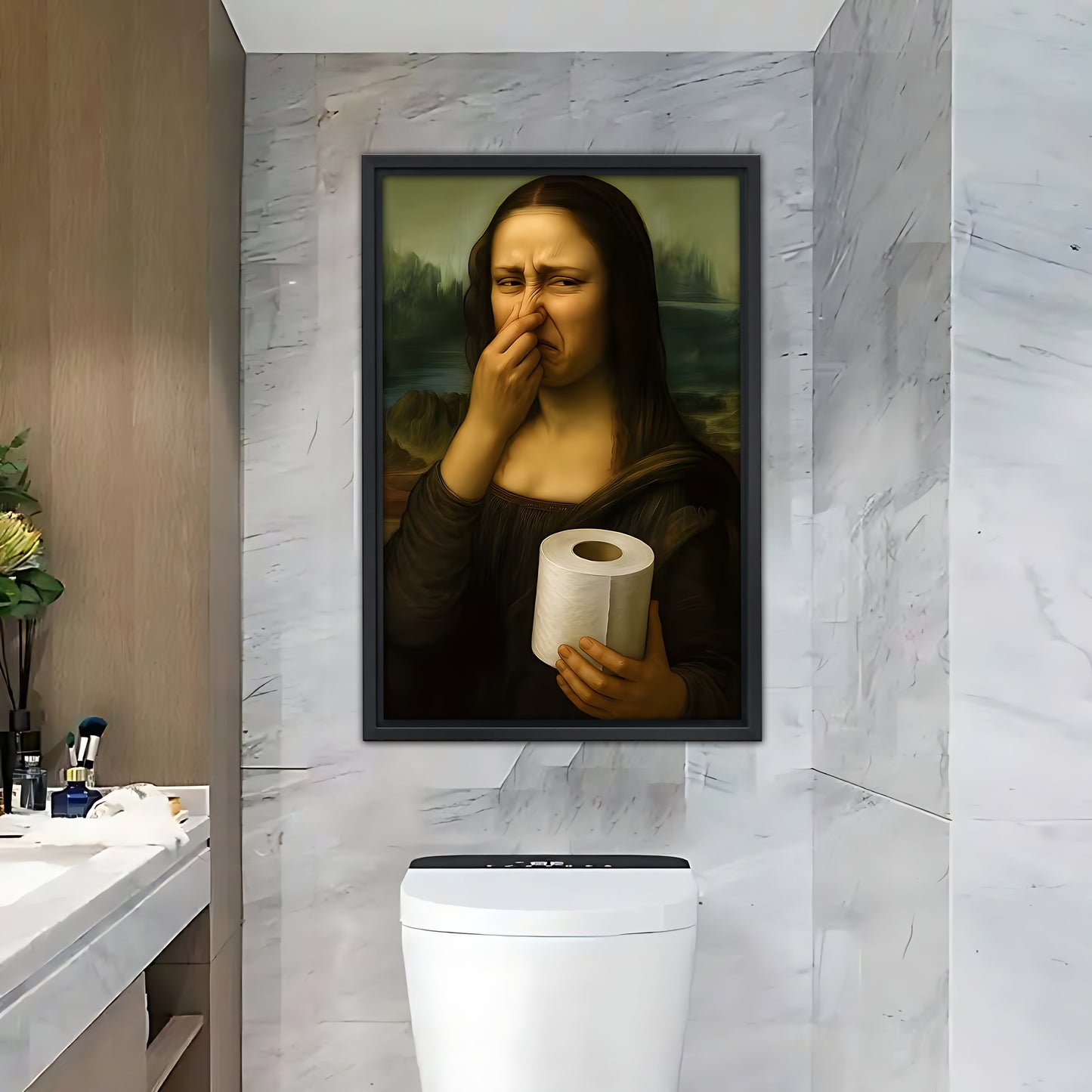 Funny Mona Lisa Toilet Paper Bathroom Wall Art|Liberty Signs #L558
