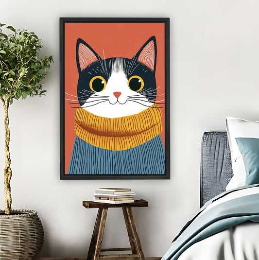 Cat in Yellow Turtleneck Cozy Portrait Wall Art|Liberty Signs #L863
