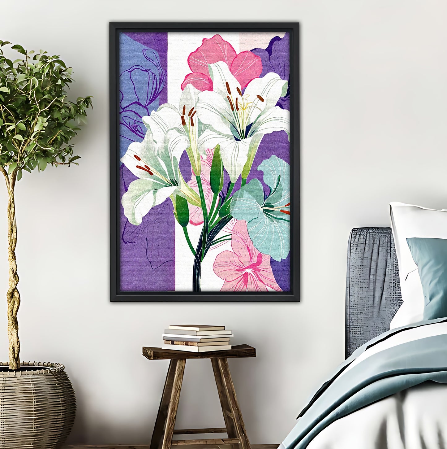 Modern Watercolor Lilies Floral Wall Art Print|Liberty Signs #L406
